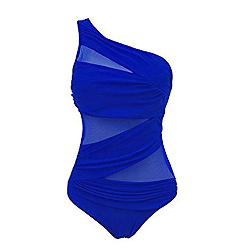 FeelinGirl Mujer Monokini con Uno/Dos Tirantes Traje de Baño de Una Pieza Talla Grande Un Tirante-Azul XXL/Talla 48