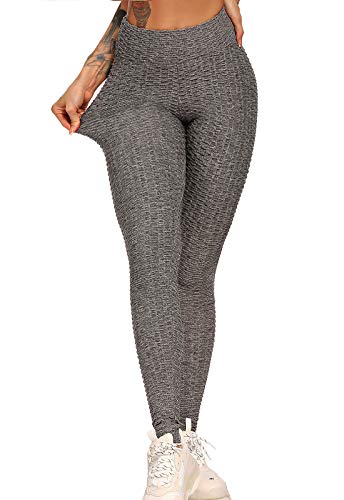 FITTOO Leggings Push Up Mujer Mallas Pantalones Deportivos Alta Cintura Elásticos Yoga Fitness #1 Gris M