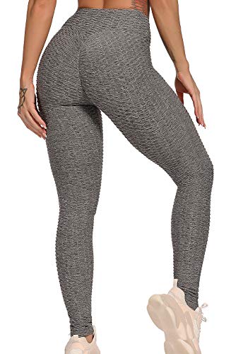 FITTOO Leggings Push Up Mujer Mallas Pantalones Deportivos Alta Cintura Elásticos Yoga Fitness #1 Gris M