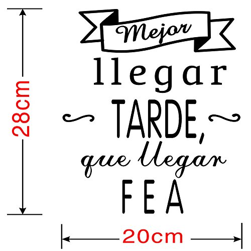 Frase Vinilo “ Mejor llegar tarde… “ Vinilos decorativos vinilo frases motivadoras para pared. Vinilo para decorar habitaciones. Vinilos decorativos frases .Vinilos pared DC-16054 (30x20cm)