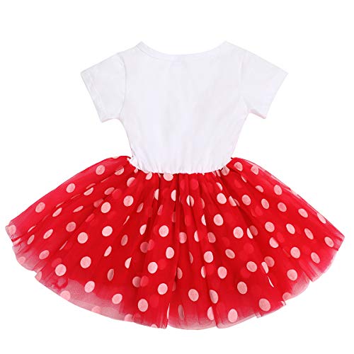 FYMNSI Vestido de manga corta para bebé, niña, de algodón, tutú de tul, línea A, vestido de princesa, vestido de fiesta para sesión de fotos. Rojo Mi 2º cumpleaños. 2 Años