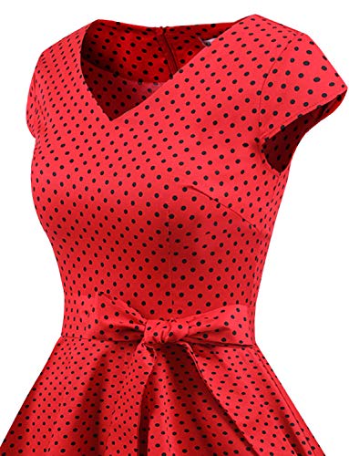 Gardenwed Vintage Vestidos Coctel Corto 50s Vestido de la Fiesta para Mujer Red Small Black Dot XS