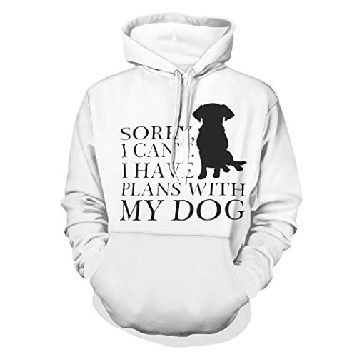 Generic Branded Sudadera con capucha para hombre, diseño de planes con mi perro, color blanco