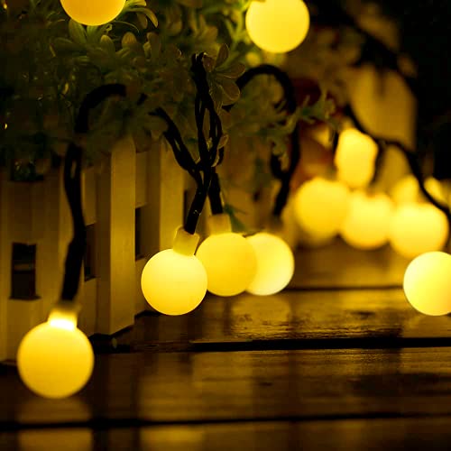 Guirnalda Luces Exterior Solar, Guirnalda Luces de 60 Globos en Exterior de 10M con 8 Modos, Luces Decorativas Exterior Impermeable IP65, Decoración para Navidad, Boda, Fiesta, Jardin, Interior