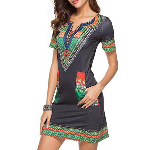 Honghu Verano Sexy Mangas Corta Low Culleo Slim Fit Vestido para Mujer Party Dress (L, Green)