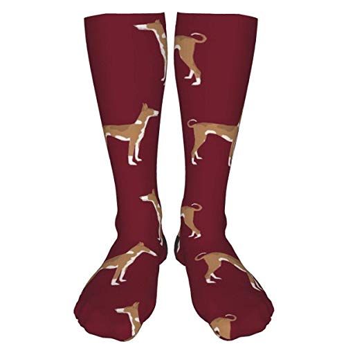 Ibizan Hound Standing Pure Breed Dog Ruby Calcetines Gruesos y cálidos Personalizados Calcetines de Vestir a Media Pierna Calcetines Largos de Invierno Ocasionales para Hombres y Mujeres