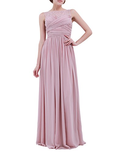 IEFIEL Vestido Largo de Fiesta para Mujer Vestido Elegante Encaje de Dama de Honor Vestido Cóctel Sin Manga de Boda Ceremonia Graduacion Dusty Rose 34