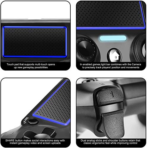 JAMSWALL Mando para Ps4, Mando inalámbrico para Playstation 4 / Pro/Slim/PC, Controlador de Panel táctil Vibración Doble/Turbo/Puerto de Audio Remoto