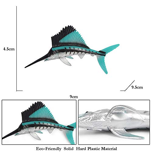 JOKFEICE Figuras de Animales realistas pez Vela Juguete de Animal Marino, Proyecto de Ciencia, decoración de Pastel, cumpleaños para niños pequeños de 3 a 4 5