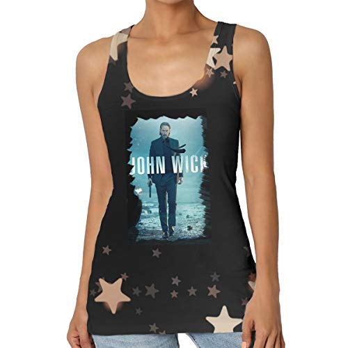 Keanu-Reeves-John-Wick Camiseta sin Mangas con Cuello Redondo Camisa básica sin Mangas para Mujer