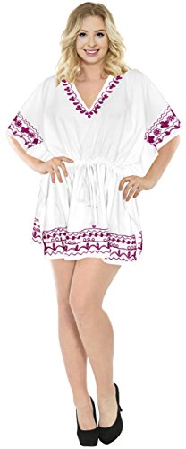 LA LEELA rayón de Las Mujeres del Traje de baño Traje de baño Bikini Encubrir cordón Blusa Ghosts Blanco_B738