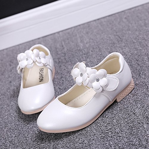 La Vogue Zapatos Princesa de Niña Flor para Boda Cumpleaños Blanco 36 Longitud de Pie 22CM