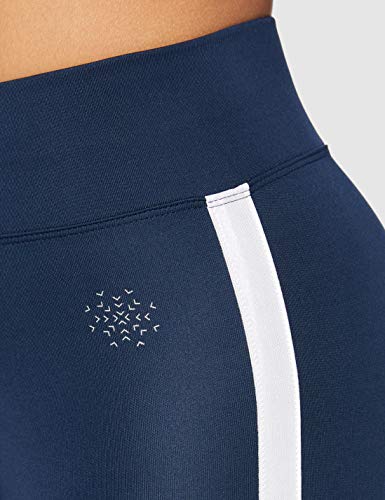 Marca Amazon - AURIQUE Leggings de Deporte con Banda Lateral Mujer, Azul (Dress Blue), 36, Label:XS