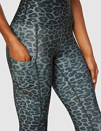 Marca Amazon - AURIQUE Mallas de Deporte Estampadas con Tiro Alto Mujer, Gris (Animal Print), 44, Label:XL