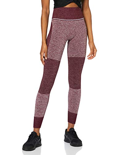 Marca Amazon - AURIQUE Mallas de Deporte sin Costuras de Tiro Alto Mujer, Rojo (Port Royale), 44, Label:XL