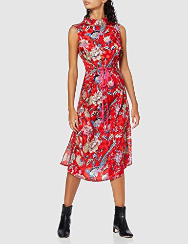 Marca Amazon - find. Vestido Estampado de Fiesta para Mujer, Rojo, 36, Label: XS