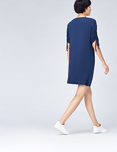 Marca Amazon - find. Vestido Oversize con Mangas Fruncidas para Mujer, Azul (Blau), 38, Label: S