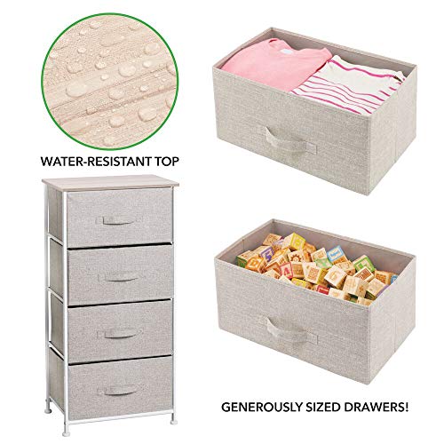 mDesign Comoda con 4 cajones - Organizador de armarios y vestidores en tela - Cajoneras para armarios, para el dormitorio o el cuarto de los niños - Color: beige