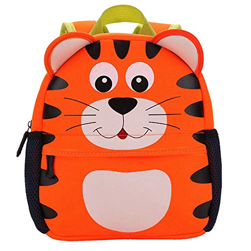 Mochila Infantil para Niños Primaria Pequeña Guardería Mochila Preescolar para Niños de 2-5 Años Dibujo de Animal Lindo (Tigre, 21 * 8 * 26CM)