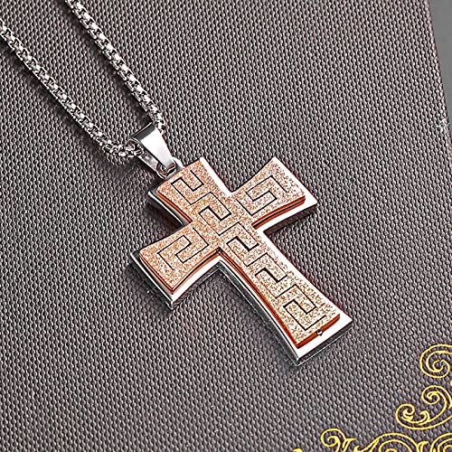 N/Ａ Collar Evangelio Cruz Collar Colgante Joyas De Acero Inoxidable Cruz De Babilonia Símbolo De Amorla Moda No Se Desvanece