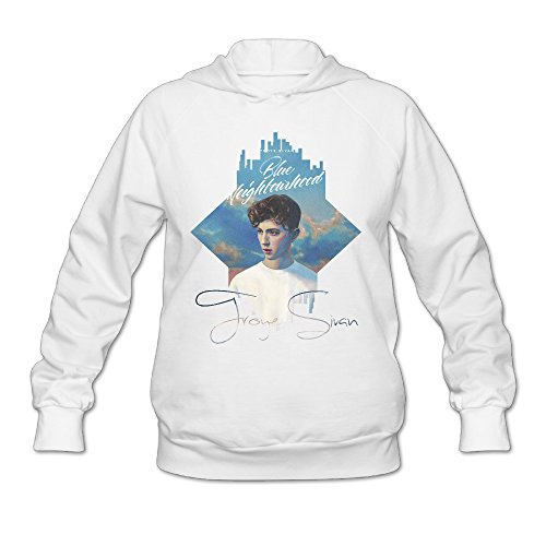 Namii Superior de la Mujer Troye Sivan-Blue Vecino Sudadera con Capucha Blanco - Blanco - M