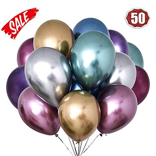 O-Kinee LAKIND Globos Metalizados 50-Pack Globos Metalicos Globo Metalizado Globos De Helio Globos De Látex para La Fiesta De Cumpleaños (50-Pack)