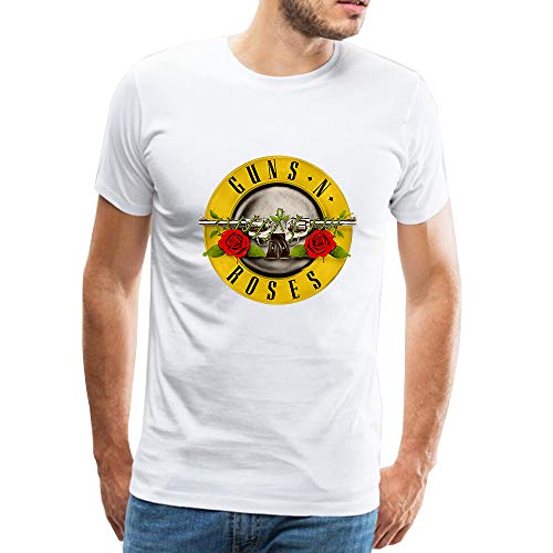 Official Guns N' Roses Bullet Camiseta para Hombre Manga Corta Blusa Tops T-Shirt Blanco S