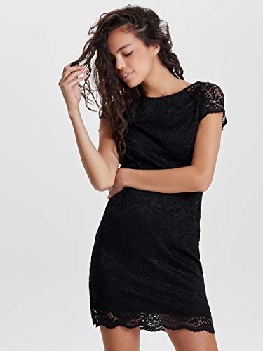 Only Onlshira Lace Dress Noos Wvn Vestido, Negro (Black Black), 36 para Mujer