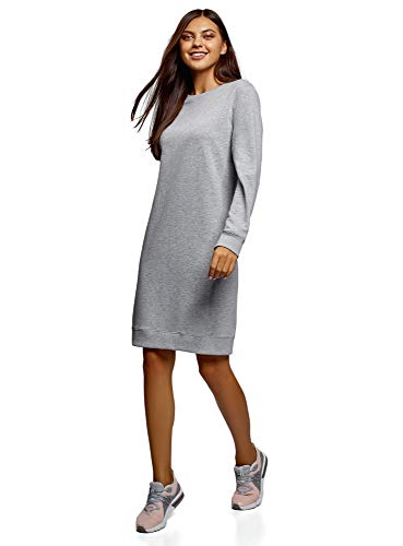 oodji Ultra Mujer Vestido Básico de Estilo Deportivo, Gris, ES 34 / XXS