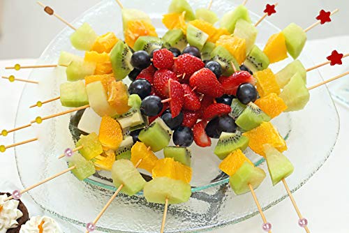 Palillos de Cóctel Multicolor Brochetas de Bambú Palillo de Frutas para Cóctel Cumpleaños Fiesta y Boda Tarta Tapas Aperitivo Canapes Pincho Fruta Decoración 100 Piezas