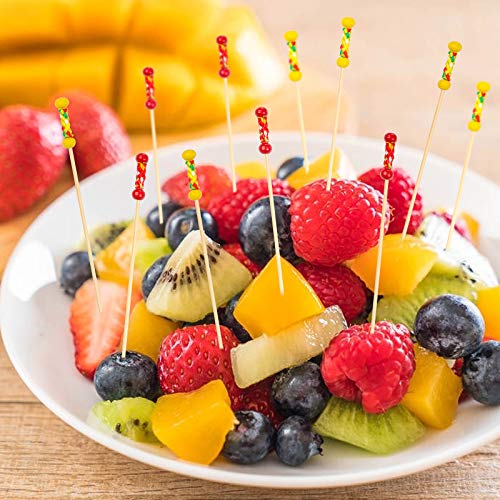 Palos de CÓCtel Palos, XiYee 200 Palitos Horquillas para Cóctel, Tenedores Desechables de Bambú, Mezclador Cóctel Bambú Frutas, San Valentín Boda Fiesta Coctelería Pinchos Boda Fiesta