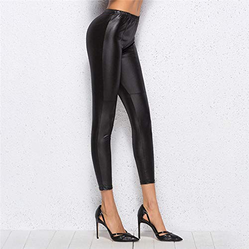 QPXZ Skinny Elástico Pantalón Otoño Invierno Leggings De Cuero De Imitación para Mujer Lady Leggins Pantalones Sexy Al por Mayor-Black_L