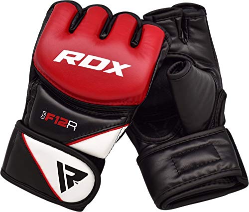 RDX Guantes MMA para Artes Marciales Entrenamiento, Maya Hide Cuero Grappling Guantillas, Bueno para Sparring, Kickboxing, Muay Thai, Saco de Boxeo, Lucha Libre y Combate Training