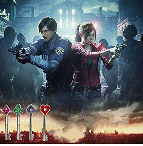 Resident Evil Llaveros Colgante Biohazard RE:2 RPD 4pcs con Caja Raccoon Police Department zinc Colección Regalo Navidad Cumpleaños