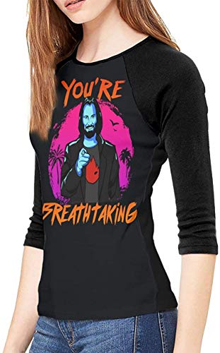 Rjsgdfjhs Keanu Reeves - Camiseta de manga larga para mujer, color negro