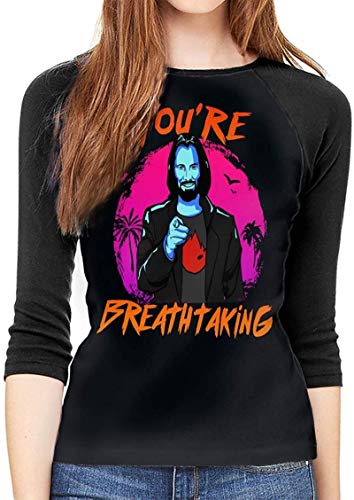 Rjsgdfjhs Keanu Reeves - Camiseta de manga larga para mujer, color negro