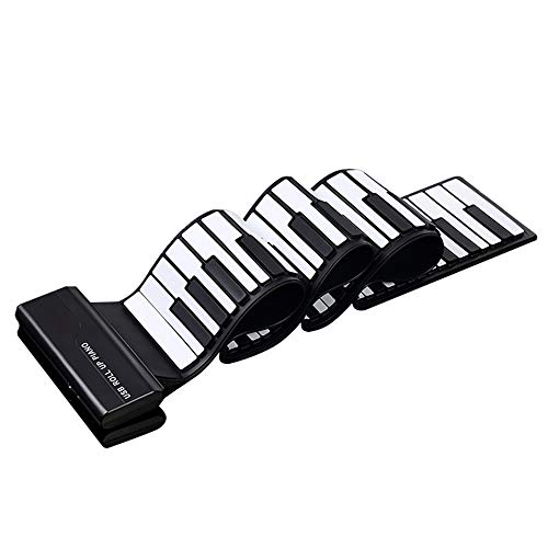 Roll Up Piano Soft Silicon Electric Digital Plegable Roll Up USB MIDI 88 Teclas de mayor grosor Teclado flexible Piano con grabación Funciones de programación Pedal de pie Compatible con Win Xp / Vist