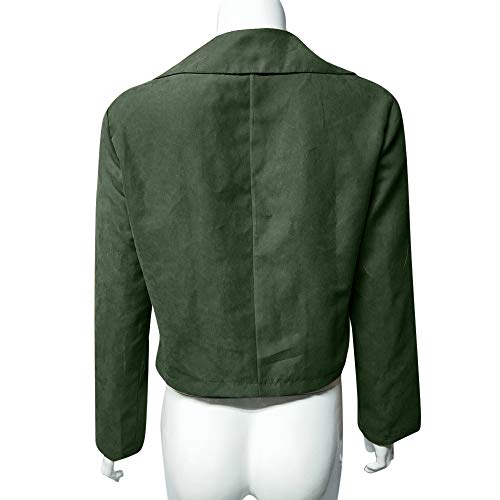 SHOBDW LiquidacióN Ventas Mujeres SeñOras Retro SóLido Remache Cremallera Chaqueta De Bombardero Fresco Ocasional De Manga Larga OtoñO Abrigo De Invierno Outwear (XXL, Verde)