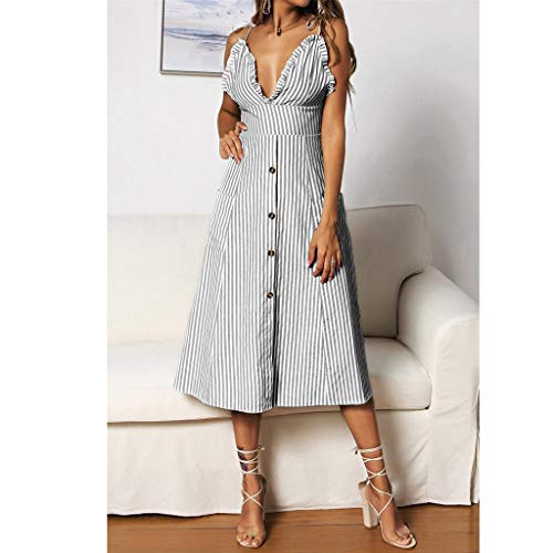 Sulifor Vestido de Mujer Bohemio de Verano,Vestido elgante y Bonito para Mujer,Vestido a Media Pierna con Bolsillo,Vestido Bonito y Sexy para,Vestido Casual de Diaria