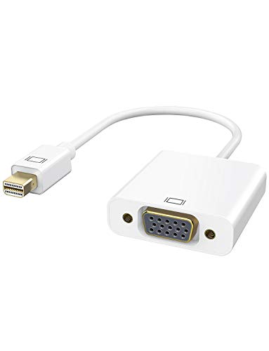 TOPELEK Mini DisplayPort a VGA Cable, Cable Adaptador Thunderbolt, para Apple Mac/MacBook Pro/Air/iMac, Surface pro 1/2/3, Thinkpad X1/Carbon/Touch/Helix, color blanco