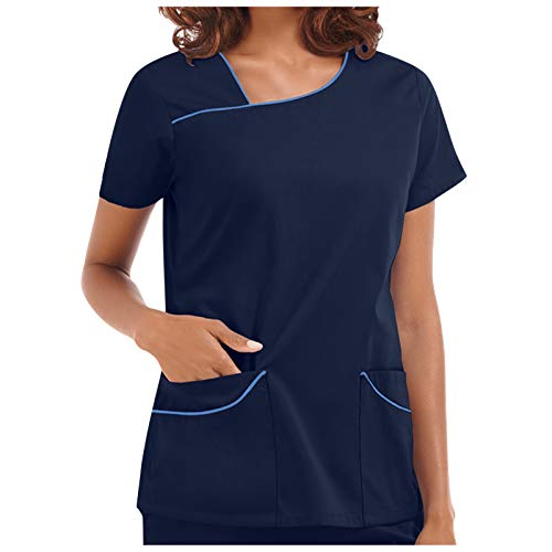 Tops de Mujer Uniforme de Trabajo Uniforme Estampado Camisa de Manga Corta Blusa con Cuello en V, St. Patrick's Day Trabajo Enfermera Médicas Bolsillo Uniforme SPA Salón de Belleza Ropa