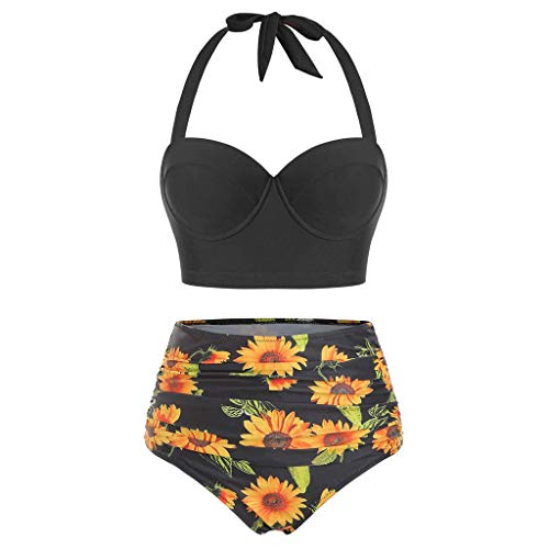 TUDUZ Bikinis Mujer Floral Top Traje De Baño Push Up Talle Alto Sujetador Tanga Braga Talla Grande S-5XL