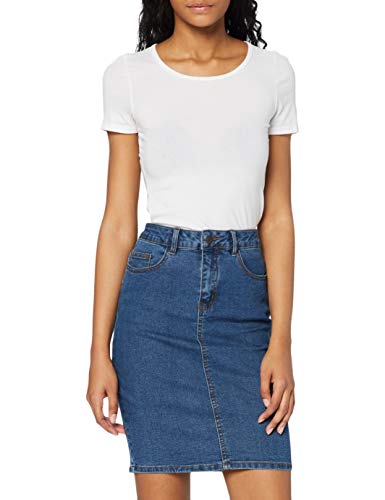 Vero Moda Vmhot Nine HW Dnm Pencil Skirt Mix Noos Falda, Azul (Medium Blue Denim Medium Blue Denim), 38 (Talla del Fabricante: Medium) para Mujer