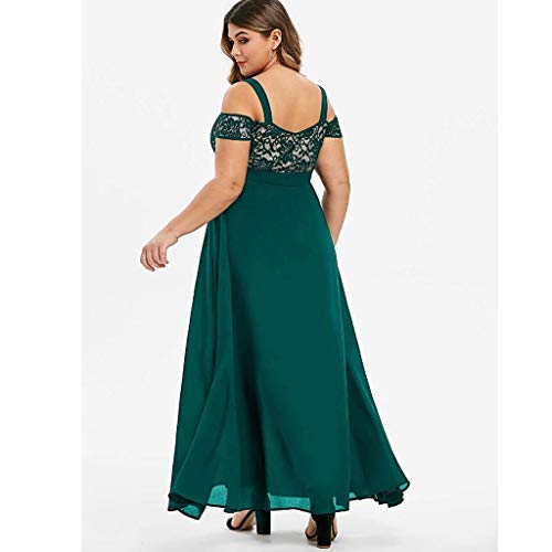 Vestido Largo de Fiesta con Hombros Descubiertos y Hombros Descubiertos de RooLy Women Plus Size(Verde,XXXL)