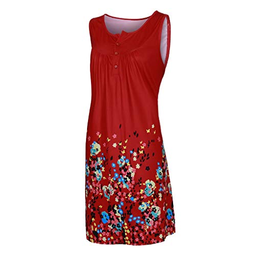 Vestido Verano Mujer Casual Vestido De Botón de Impresión Floral Tallas Grandes Vestido Recto De Simple Y Suelto Vestidos Verano Mujer Playa URIBAKY …