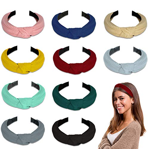 Winpok 10 paquetes de diademas para mujeres, diademas para mujeres de punto bandas para el pelo de tela, diademas elásticos para la cabeza, accesorios para el pelo al aire libre para niñas