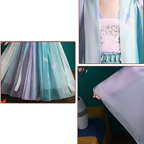 XYW Girls 'Hanfu - Estilo Chino Traje Antiguo Vestido de Cintura de Manga Larga Super Fairy Autumn Chaqueta Falda Fairy Elegante (Color : +Crown, Size : #100cm)