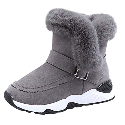 YanHoo Zapatos para niños Botas de Nieve cálidas de Piel de Felpa para niños Botas Cortas Zapatos Niño Piel Rebaño Invierno Botín Zapatos de Nieve cálida Botas Zapatos de otoño e Invierno