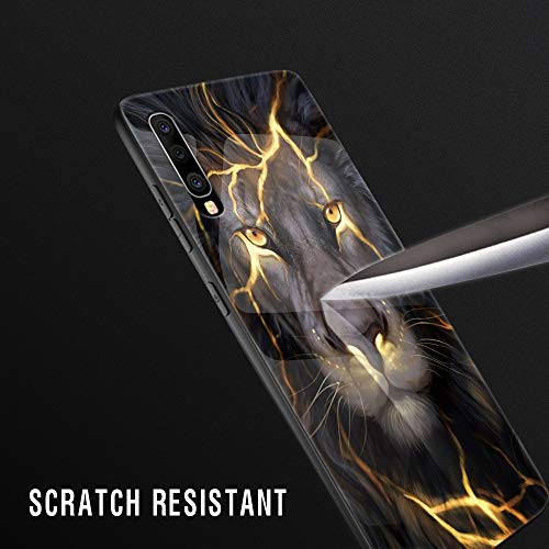 Yoedge Samsung Galaxy A70 Funda, [Resistente a los Arañazos] Carcasa con Dibujos Animados Diseño [Bordes en Suave TPU Silicona] Híbrida Tempered Vidrio Case Cover para Galaxy A70, Tigre