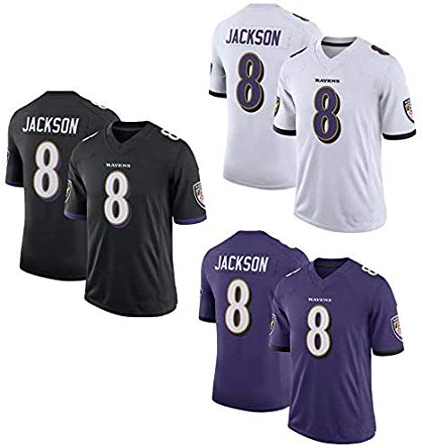 YOYO Baltimore Ravens # 8 Lamar Jackson-Men NFL Jersey De Rugby De Fútbol Americano,Purple-L